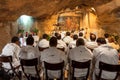 Monks in Grotto of Gethsemane.