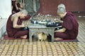 Monks having lunch at Kalaywa Tawya Monastery in Yangon