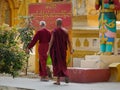 Monks at Kuthodaw pagoda in Mandalay, Myanmar Royalty Free Stock Photo