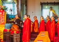 The monks of Luojia Temple are praying