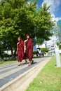 Monks at Mahabandoola Garden Royalty Free Stock Photo