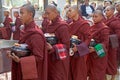 Monks at the Mahagandayon Monastery in Amarapura Myanmar Royalty Free Stock Photo