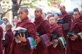 Monks at the Mahagandayon Monastery in Amarapura Myanmar Royalty Free Stock Photo