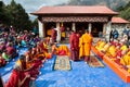 The monks during the Mani Rimdu festival in Tengboche Monastery, Nepal