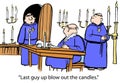 Monks must turn out candles before bed