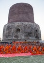 monks near sarnath stupa