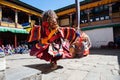 The monks perform religious masked buddhistic dance during the Mani Rimdu festival in Tengboche Monastery