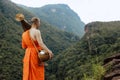 Monks pilgrimage in the forest, keeping the precepts