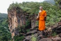 Monks pilgrimage in the forest, keeping the precepts