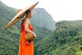 Monks pilgrimage in the forest, keeping the precepts