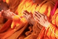 Monks Praying religious rituals in thai ceremony Royalty Free Stock Photo