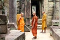 Monks at Preah Khan Temple, Cambodia Royalty Free Stock Photo