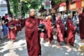 Monks Prepare to Eat Lunch Royalty Free Stock Photo