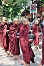 Monks Prepare to Eat Lunch Royalty Free Stock Photo