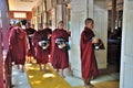 Monks Prepare to Eat Lunch Royalty Free Stock Photo