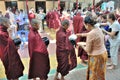 Monks Prepare to Eat Lunch Royalty Free Stock Photo