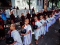 Monks Prepare to Eat Lunch Royalty Free Stock Photo