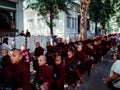 Monks Prepare to Eat Lunch Royalty Free Stock Photo