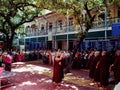 Monks Prepare to Eat Lunch Royalty Free Stock Photo
