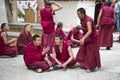 Buddhist monks` debating practice , Sera monastery , Lhasa , Tibet