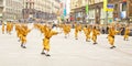 Monks of Shaolin monastery in China on parade in Moscow