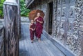 Monks at Shwenandaw Monastery in Mandalay , Myanmar Royalty Free Stock Photo