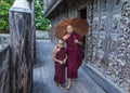 Monks at Shwenandaw Monastery in Mandalay , Myanmar Royalty Free Stock Photo