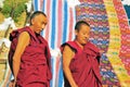 Monks at Tibetan Sho Dun Festival celebrated in Lhasa Royalty Free Stock Photo