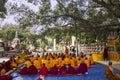 Monks under the bodhi tree Royalty Free Stock Photo