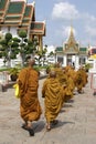 Monks visitors of Wat Phra Kaew in Bangkok, Thailand, Asia