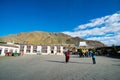 Monks walk in Tashilhunpo monastery