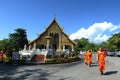 Monks walking at Wat Phra Singh temple