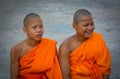 Monks in Wat Yai Chai Mongkhon temple in Ayutthaya, Thailand Royalty Free Stock Photo