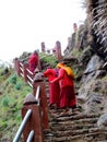 Monks on the way to Paro Taktsang of Bhutan
