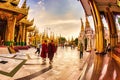 monks at Yangon Myanmar Shwedagon Pagoda Royalty Free Stock Photo