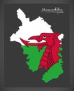 Monmouthshire Wales map with Welsh national flag