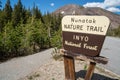 Mono County, California - July 11, 2019: Sign for the Nunatak Nature Trail in the Inyo National Forest. Trailhead located off of