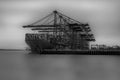 Felixstowe port in black & white