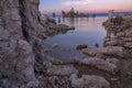 Mono Lake, a large, shallow saline soda lake. Outliers - bizarre calcareous tufa rock formation in Mono County, California, USA Royalty Free Stock Photo