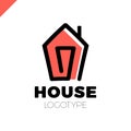 Mono line house logo, icon. Arrow up isolated vector home symbols.