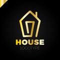 Mono line house logo, icon. Arrow up isolated vector home symbols.