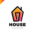 Mono line house logo, icon. Arrow up isolated vector home symbols.