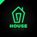 Mono line house logo, icon. Arrow up isolated vector home symbols.