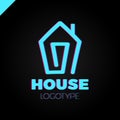 Mono line house logo, icon. Arrow up isolated vector home symbols.