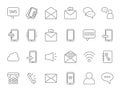 Mono line icon set of business theme. Symbols of communication Royalty Free Stock Photo