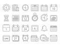 Mono line pictures set of time managements symbols