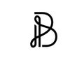 Mono lines Letter b logo black color vector