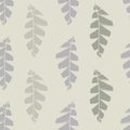 Mono print style leaves seamless vector pattern background. Textured cut out grunge foliage backdrop. Hand crafted