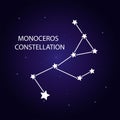 The Monoceros constellation with bright stars. Vector illustration.