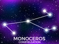 Monoceros constellation. Starry night sky. Cluster of stars and galaxies. Deep space. Vector Royalty Free Stock Photo